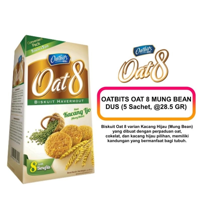 

Oatbits Oat 8 Biskuit Havermout Kacang Hijau 42.5g