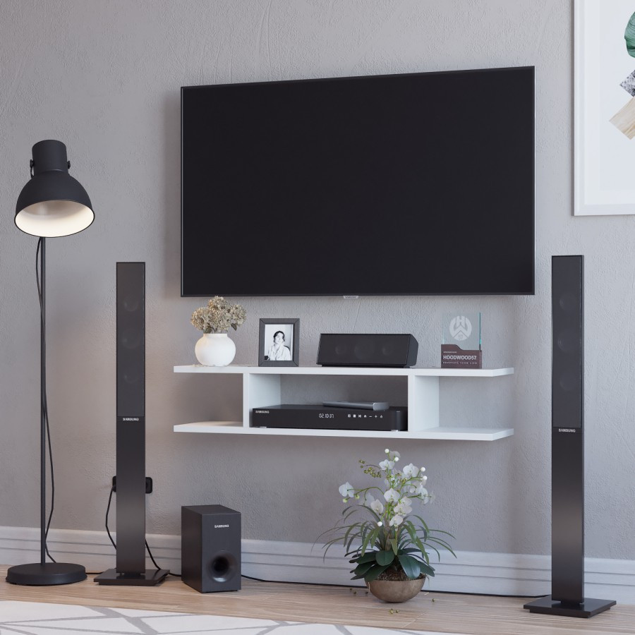 (P100xL20xT18)Rak Tv Minimalis Rak Tv Dinding Serbaguna Rak Kayu Gantung Rak Tempel(TANPA BOR DINDIN