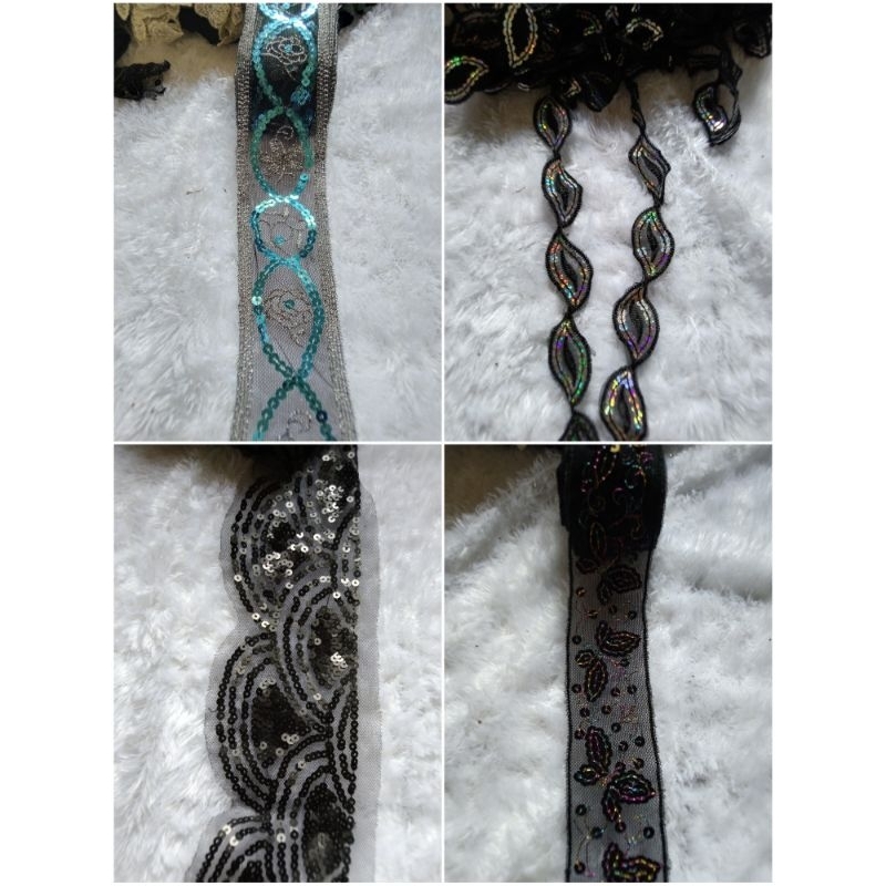 renda Tile hitam Payet roll 15yard