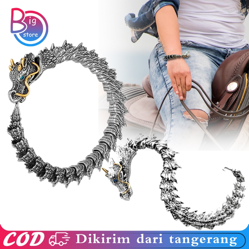 Gelang Rantai Kepala Naga 20cm Punk Retro Gelang Pria Naga Gelang Rantai Tangan Naga Pria Gelang Ran