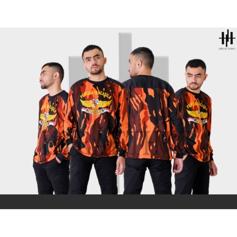Kaos Lengan Panjang Pemuda pancasila Kaos Bantalan PP Baju Kaos Loreng Pemuda Pancasila Wings Kaos D