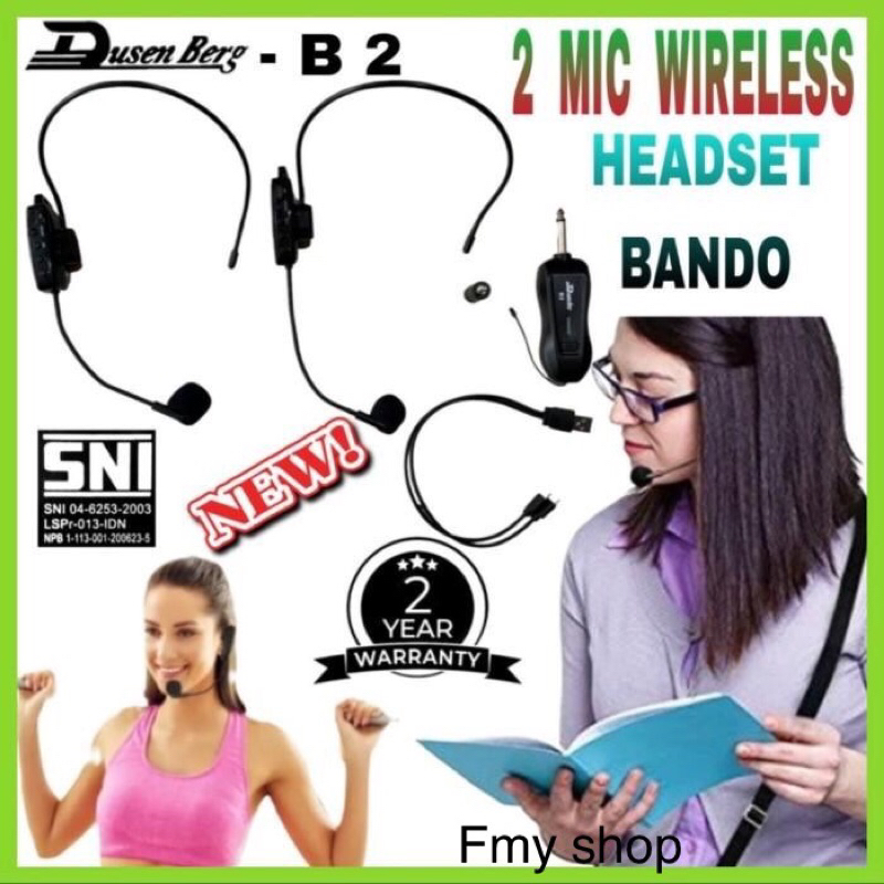 Mic Headset Dusenberg Wireless Bando Dusenberg B2 Untuk Pidato,MC,Senam