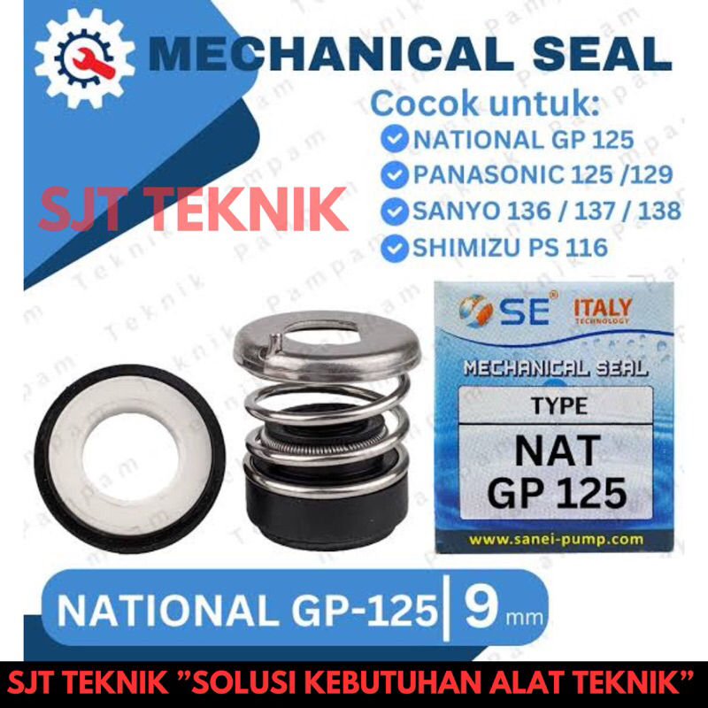 Mekanikal seal sil pompa air national ntl nat gp 125 panasonic 125 129 sanyo 136 137 138 shimizu ps 