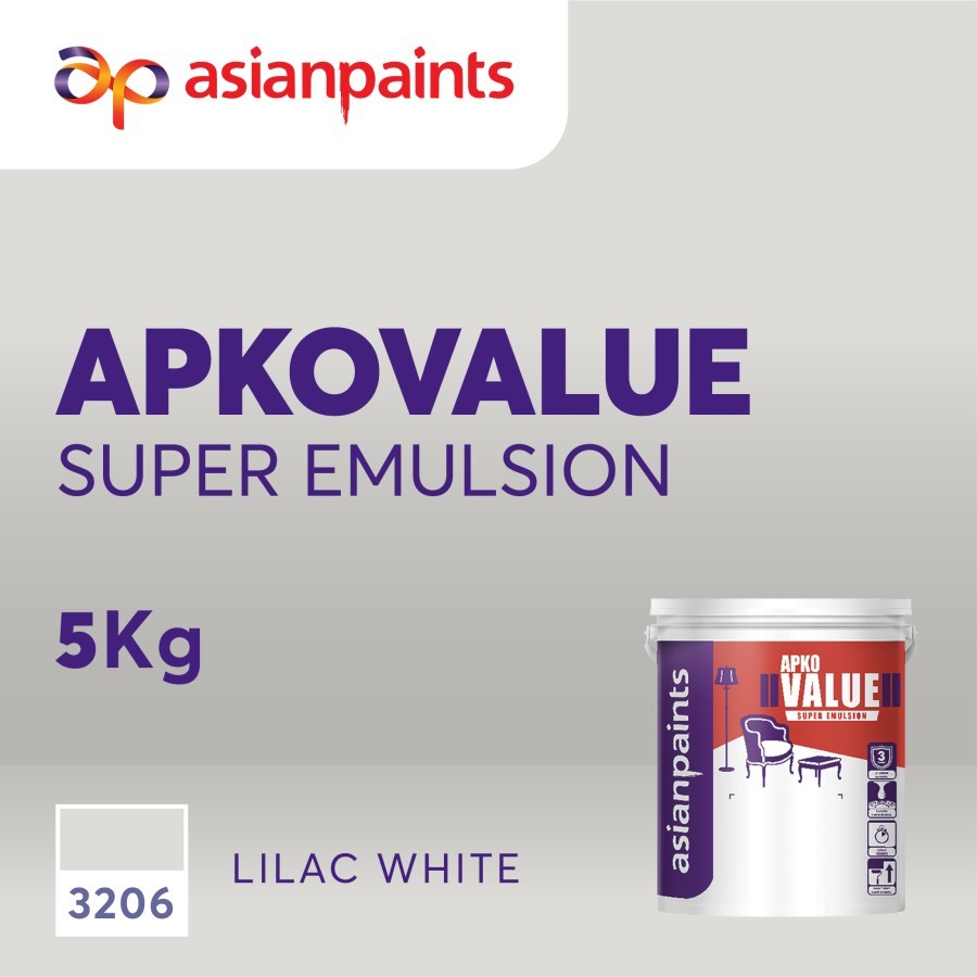 Cat Tembok & Plafon ASIAN PAINT APKO VALUE Warna 3206 Lilac White 5kg