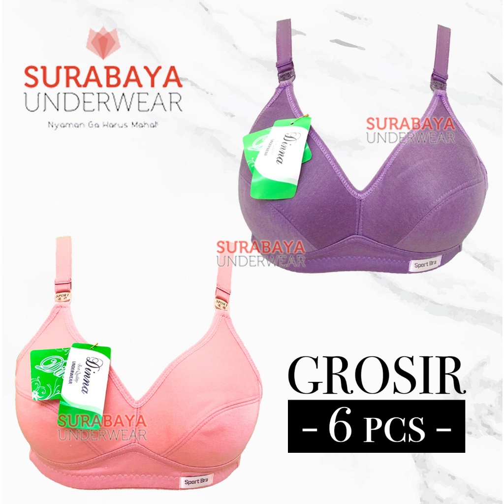 [ 6 PCS ] SPORT BRA KATUN NYAMAN BUAT SEHARI HARI SIZE BESAR MERK DN (SIZE 34-46)