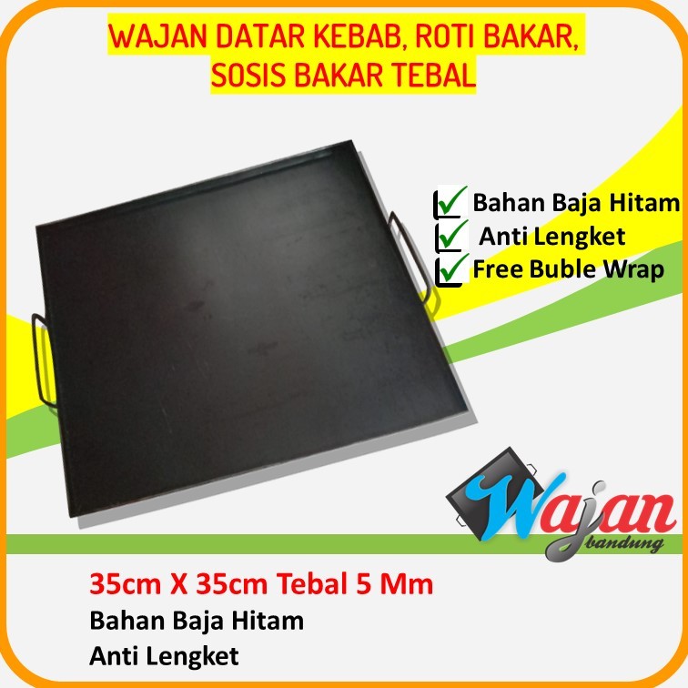 Wajan Plat Kotak Datar Baja Hitam tebal 35x35 tebal