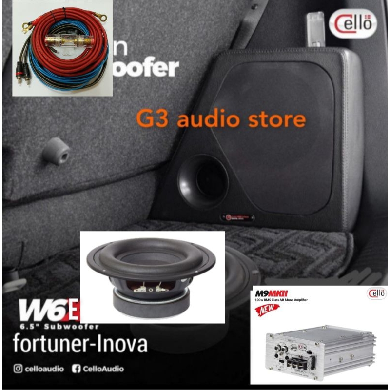 Subwwofer pnp Cello 6inch W6E plus Power Monoblok M9 MKll Mobil Fortuner-Inova Dan Tersedia Jenis Mo