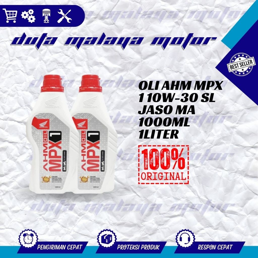 Oli AHM MPX 1 10W-30 SL Jaso MA 1000ML  1Liter Original Asli