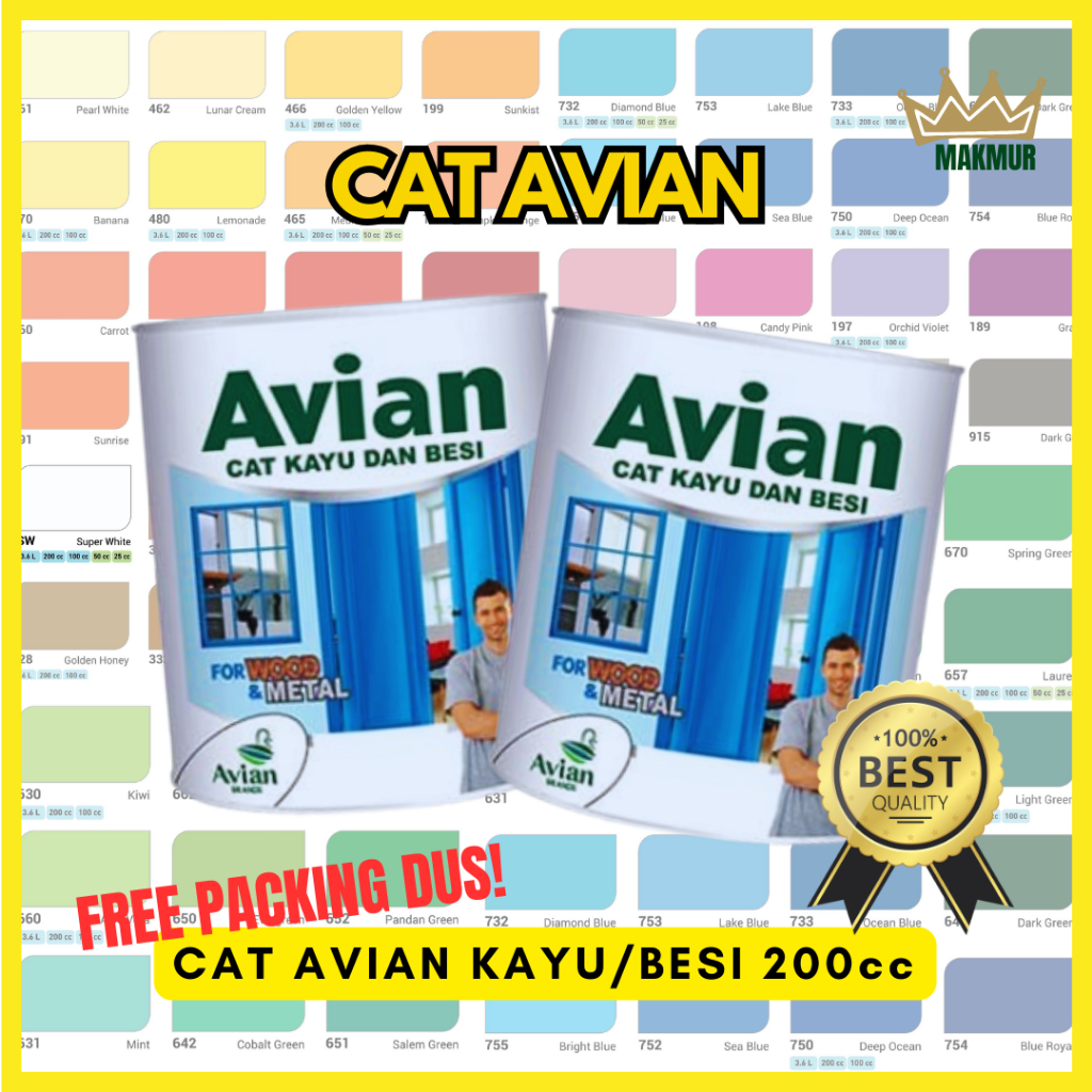 CAT KAYU/BESI AVIAN 200 cc / 200ml  [READY LENGKAP SEMUA WARNA]