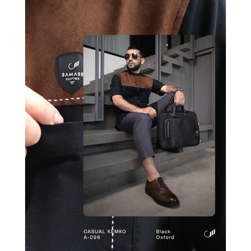 SAMASE A096 Kemko Casual SS Kemeja Koko Lengan Pendek