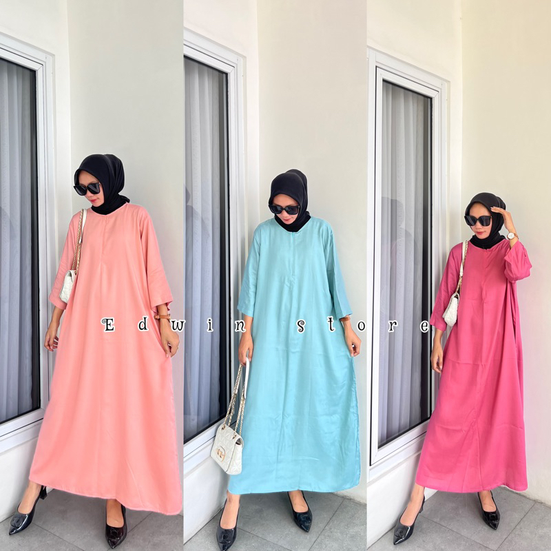 DASTER KEKINIAN RAYON POLOS PANJANG LENGAN 3/4