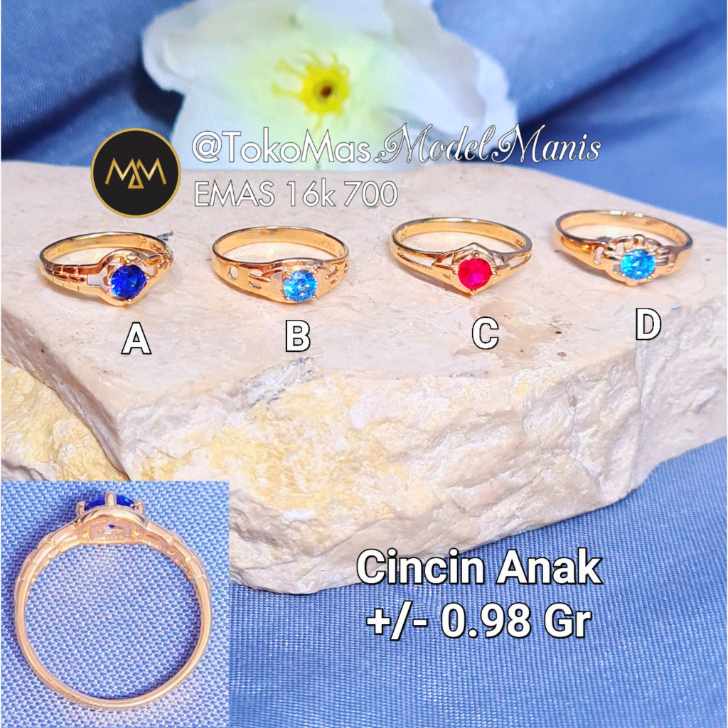 Cincin Anak/Bayi Batu Warna Emas Kuning 700 kadar 16k