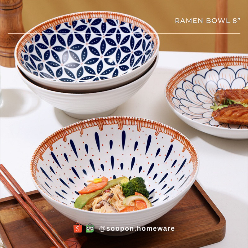 Ramen Bowl 8” Japan | Mangkok Keramik Motif Jepang 8”