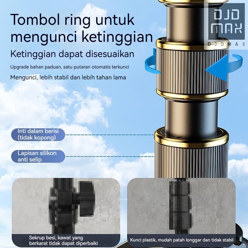 DJDMax Tripod Handphone 2,1 Meter Besi Plus Mini ball head Holder/Tripod Hp Ring Light 2 Meter Live Streaming/Tripod 2,1 Meter/ Tripod HP 2,1 M - Tripod 2 Meter/ Tripod HP 2M Free Holder U - Tripod Kamera Free Holder U - Tripod Kamera / tripod free tas-3
