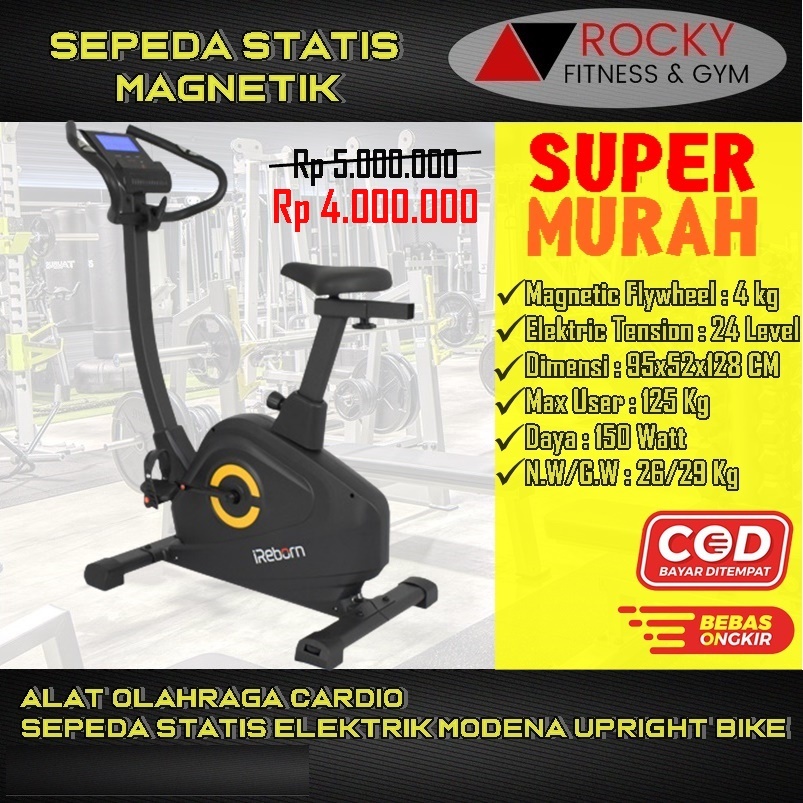 Alat Fitness & Gym Sepeda Statis Elektrik Modena Upright Bike/Sepeda Statis Murah