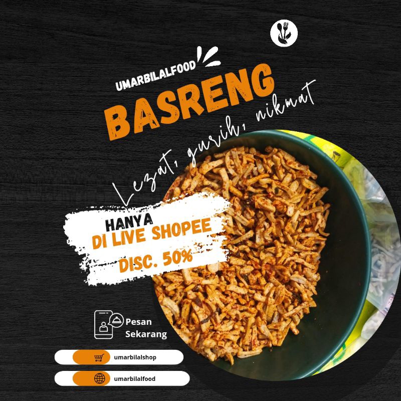 

Basreng stick pedas daun jeruk 1kg/oleh oleh basreng/basreng umarbilalfood 1kg