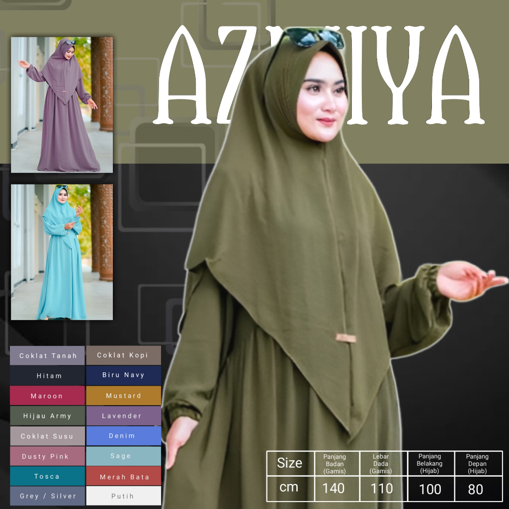 AZMIYA - Baju Gamis Wanita Terbaru 2023 Dress Remaja Kekinian Model Muslim Syari Dres Dewasa Set Hij