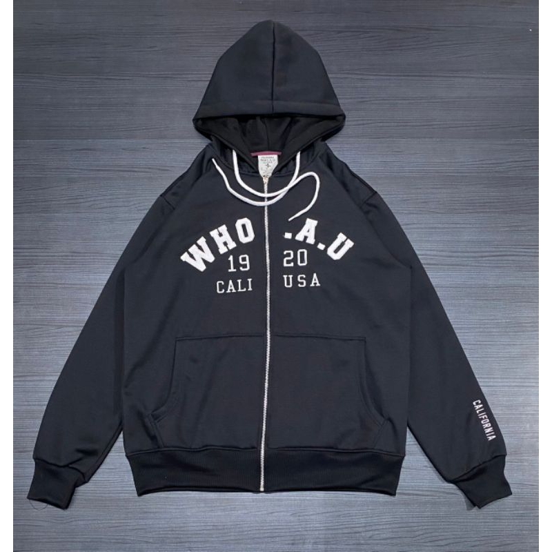 HOODIE ZIPER WHO AU CALIFORNIA BORDIR FULLTAG LABEL / SWEATER PRIA / UNISEX  / SWEATER WHO AU TERLAR