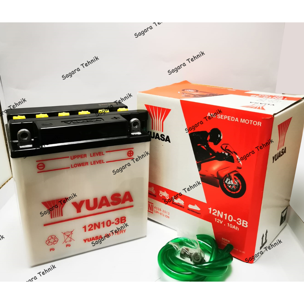 AKI BASAH YUASA 12N10-3B MOTOR VIAR VESPA ASLI