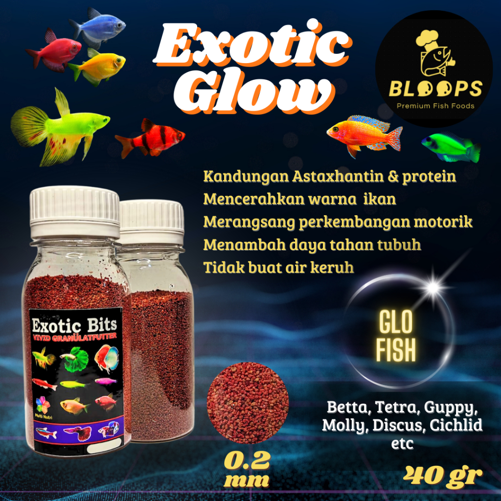 Pelet Ikan Hias Kecil Glofish / Pelet Ikan Hias Kecil / Pakan Ikan Hias Kecil - 40gr