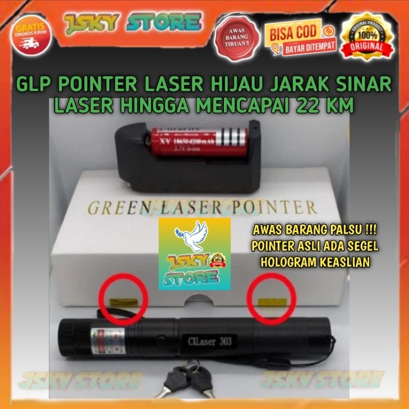 ORIGINAL - GLP POINTER LASER HIJAU JARAK SINAR LASER MENCAPAI 22 KM