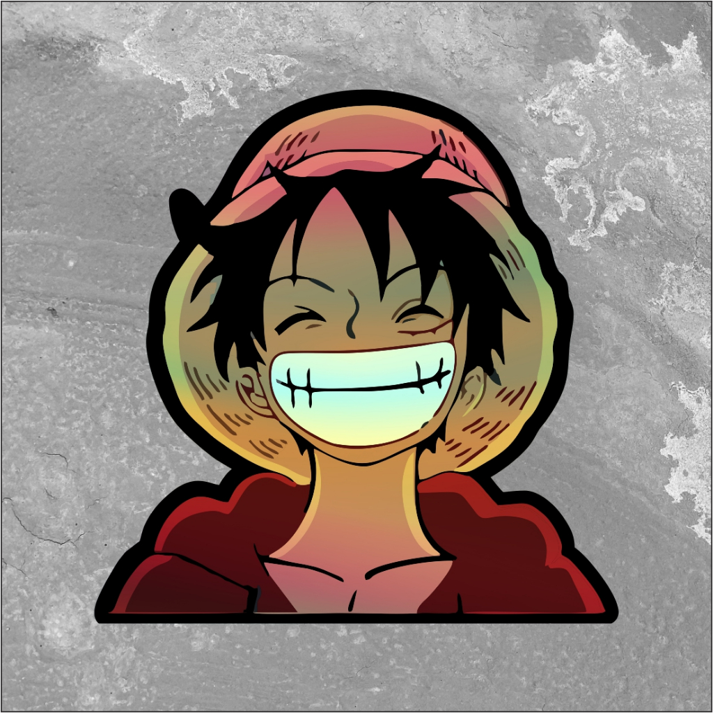 Sticker Hologram One Piece Monkey D Luffy | Sticker Case laptop & hp ukuran 7 cm
