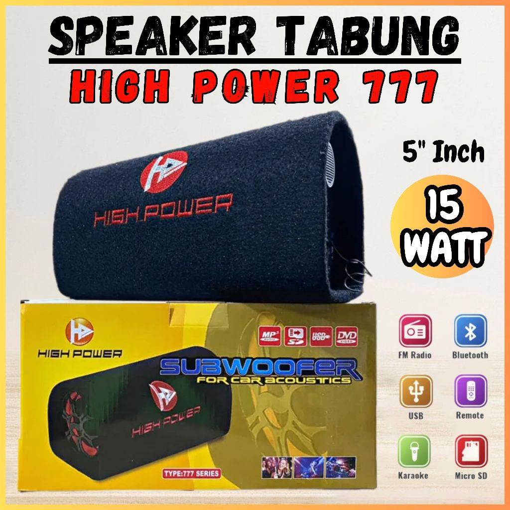 Speaker Tabung Bluetooth 5inch High Power 777 Perfect Bass 15Watt | Salon Mobil Bluetooth/USB/Radio