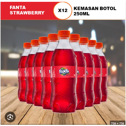 

Fanta Strawberry - Minuman Soda Rasa Stroberi 250 PET X12 FANTA STBR P3000
