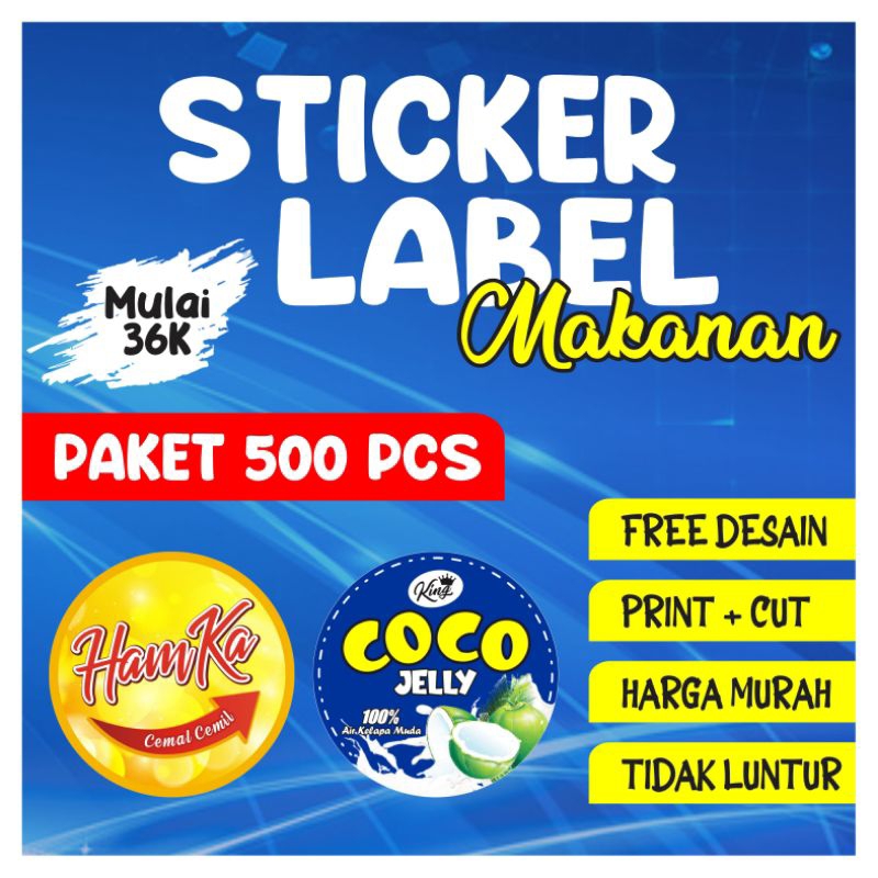 

Stiker paket 500 pcs / sticker label kemasan makanan / cutting stiker free desain