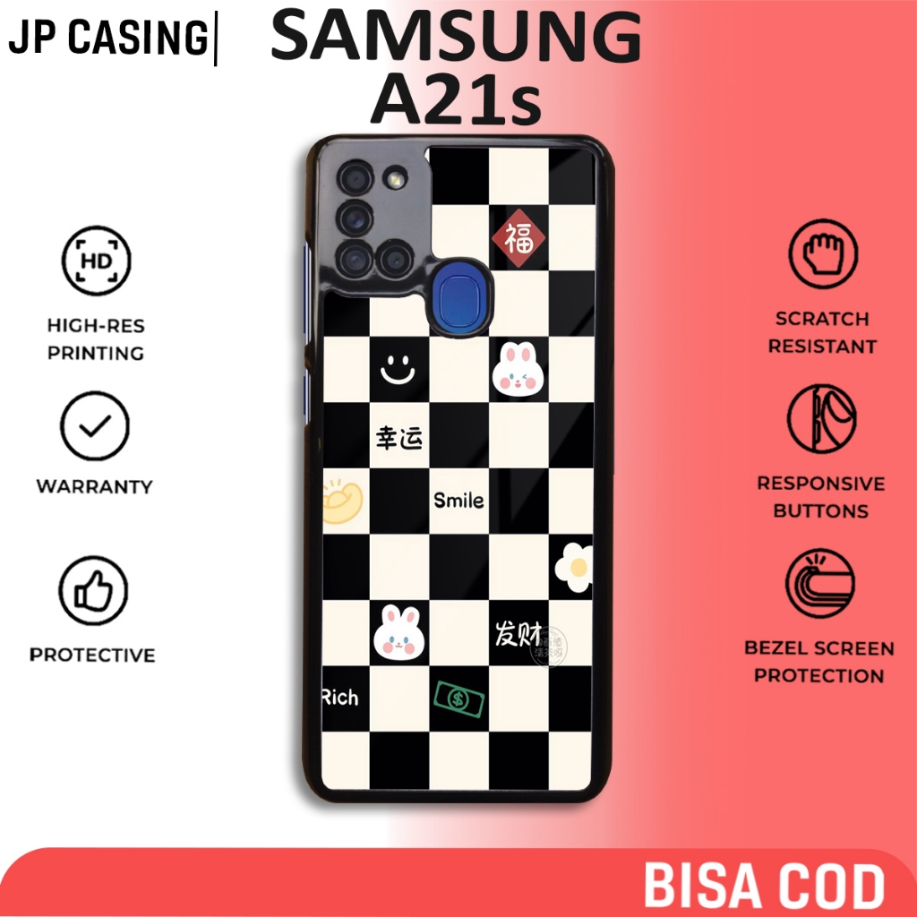 Case Samsung A21S Terbaru - Samsung A21S - Motif Kotak Cute - Bahan Hardcase Softcase Premium Glossy