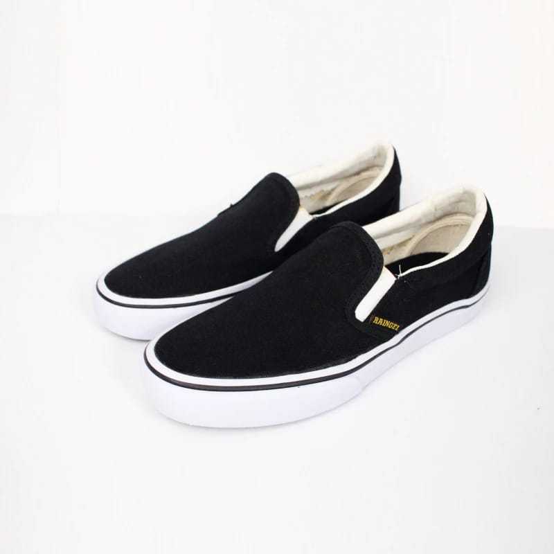 RAINGEL Sepatu Lokal  Slip On Raingel / Black White KEKINIAN By TAKANA ONLINE