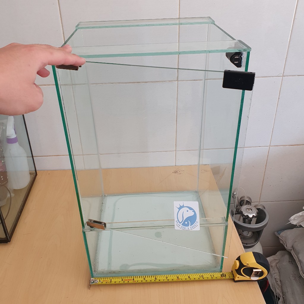 TANK AQUARIUM PALUDARIUM TERRARIUM REPTIL PINTU IKAN KACA 5MM 5 MM UKURAN 30CM X 30CM X 50CM