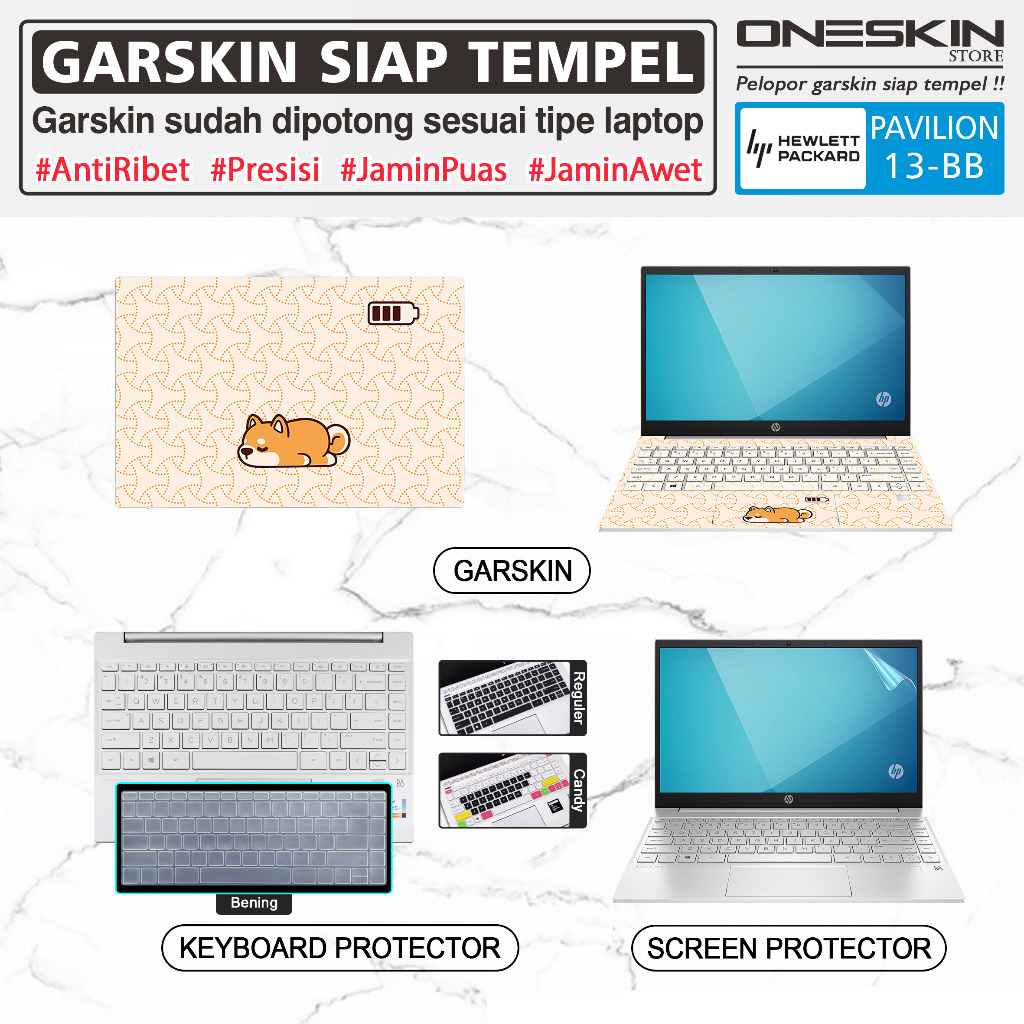 Garskin Sticker Laptop Pelindung Screen Keyboard Protector HP Pavilion 13-bb bb0062tu bb0063tu bb051