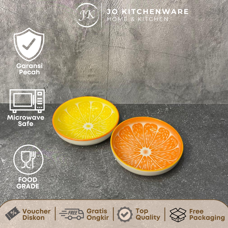 Lepek keramik model jeruk diameter 9,5 cm premium serbaguna / Lepek keramik 161JK