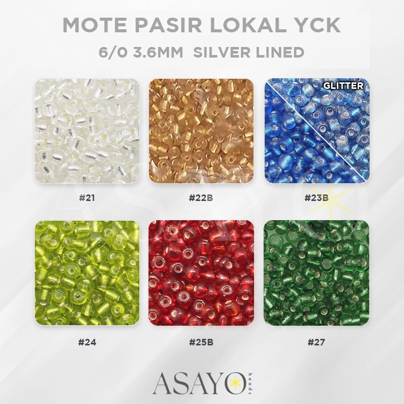 Mote YCK  6/0 Silver Lined Round Glass Beads Manik Pasir, 450gram (1)