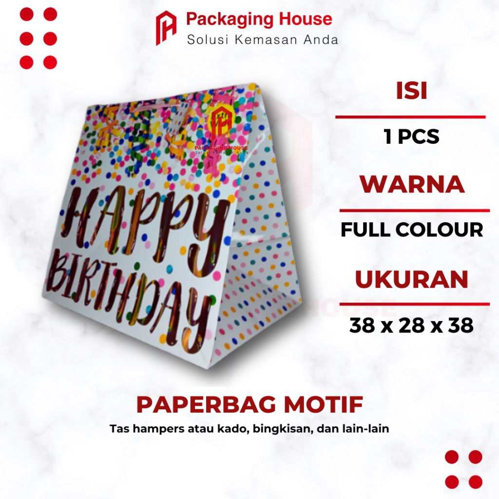 

Paperbag Motif 38x28x38 Cm | Paperbag Murah | Paperbag Ulang Tahun | Paperbag Motif