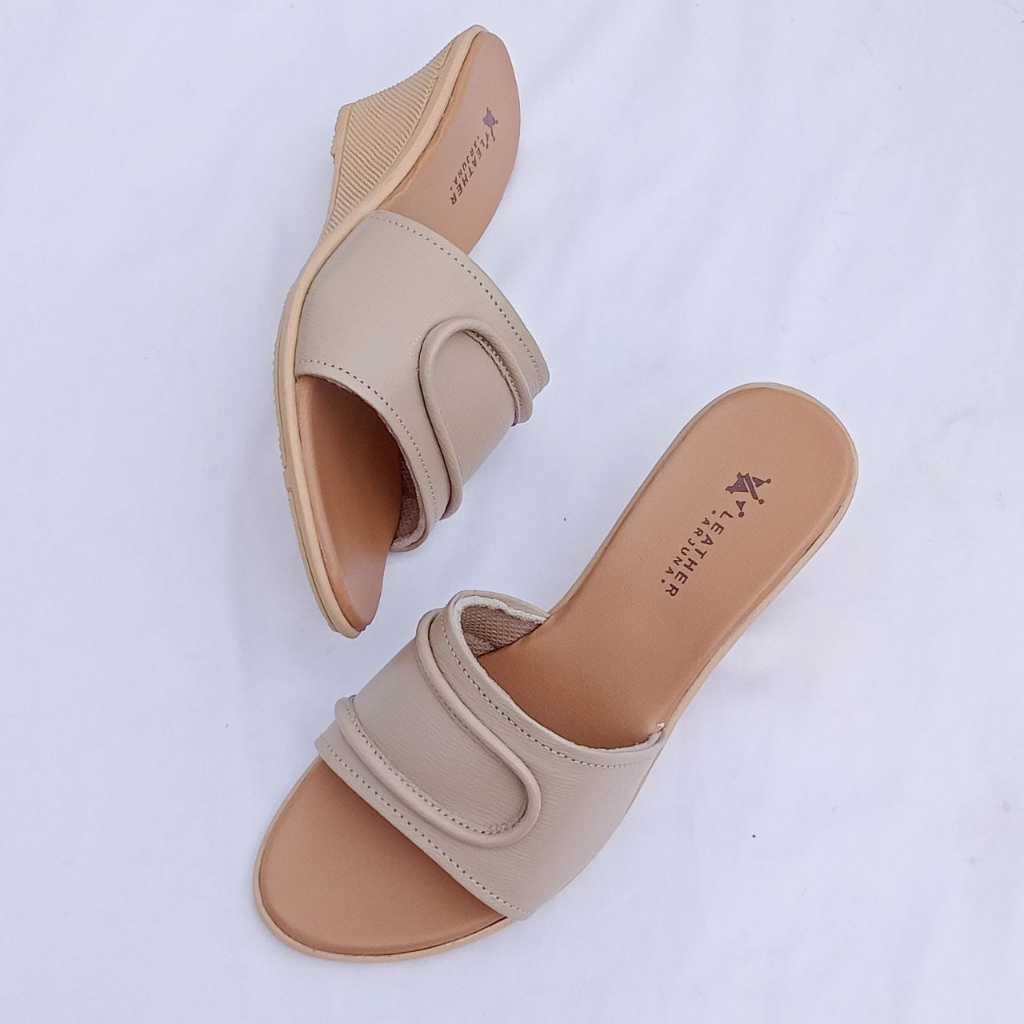 Sandal Wedges Wanita Casual 5cm Kondangan Kulit Asli Berkualitas Moana