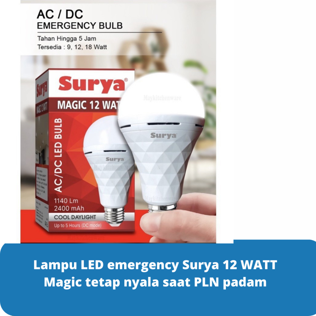 Lampu LED emergency Surya 12 WATT GEN II Magic tetap nyala saat PLN padam