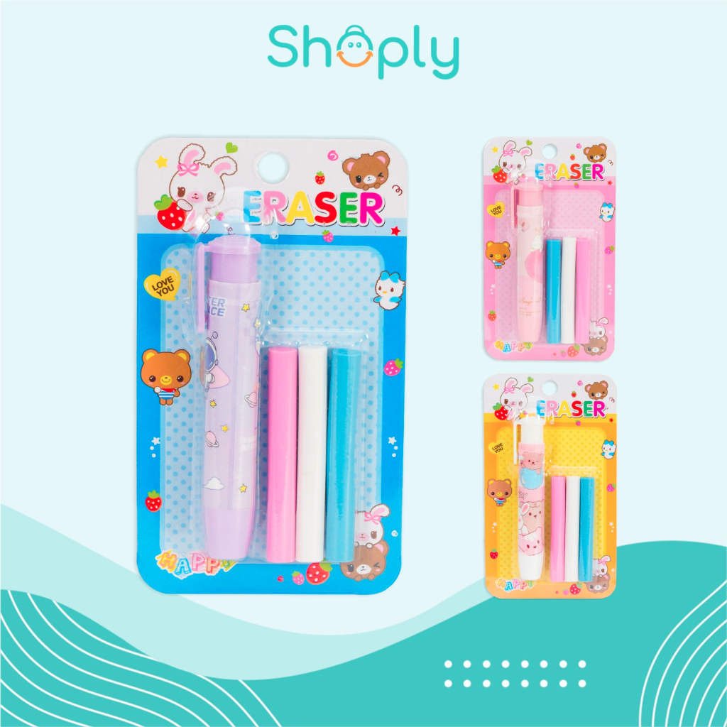 

Penghapus Pensil Mekanik Karakter Lucu Free Refiil 3 Pcs