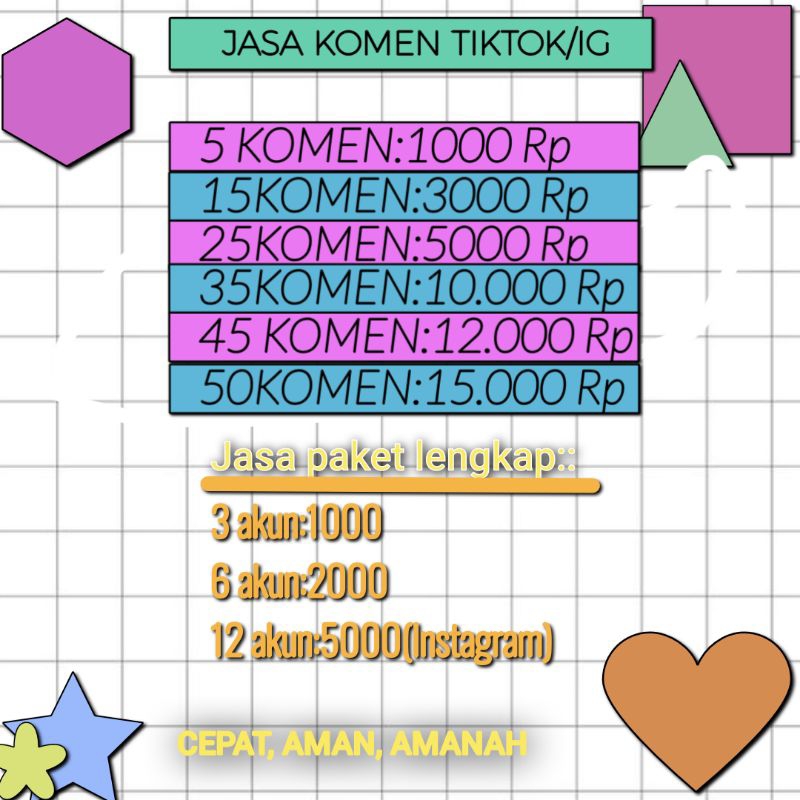 Jasa komen tiktok/paket lengkap murahh