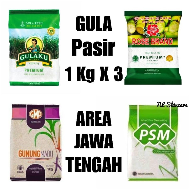 

[TERLARIS] PAKET GULA 3 PCS 1kg GULA KEMASAN MURAH AREA JATENG