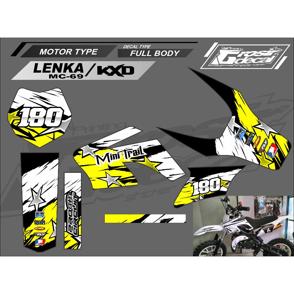 Stiker Striping Mini Trail 2 Tak KXD / LENKA MC69 50cc Full Body Free Custom
