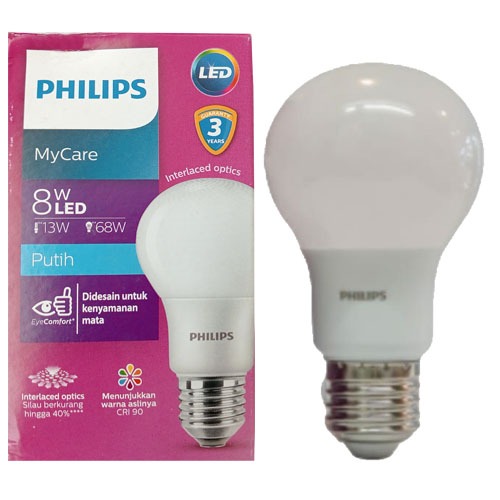 PHILIPS Lampu LED MyCare 8W Putih Bohlam LED Bulb My Care 8 Watt CDL / MYCARE PHILIPS / PHILIPS MYCA