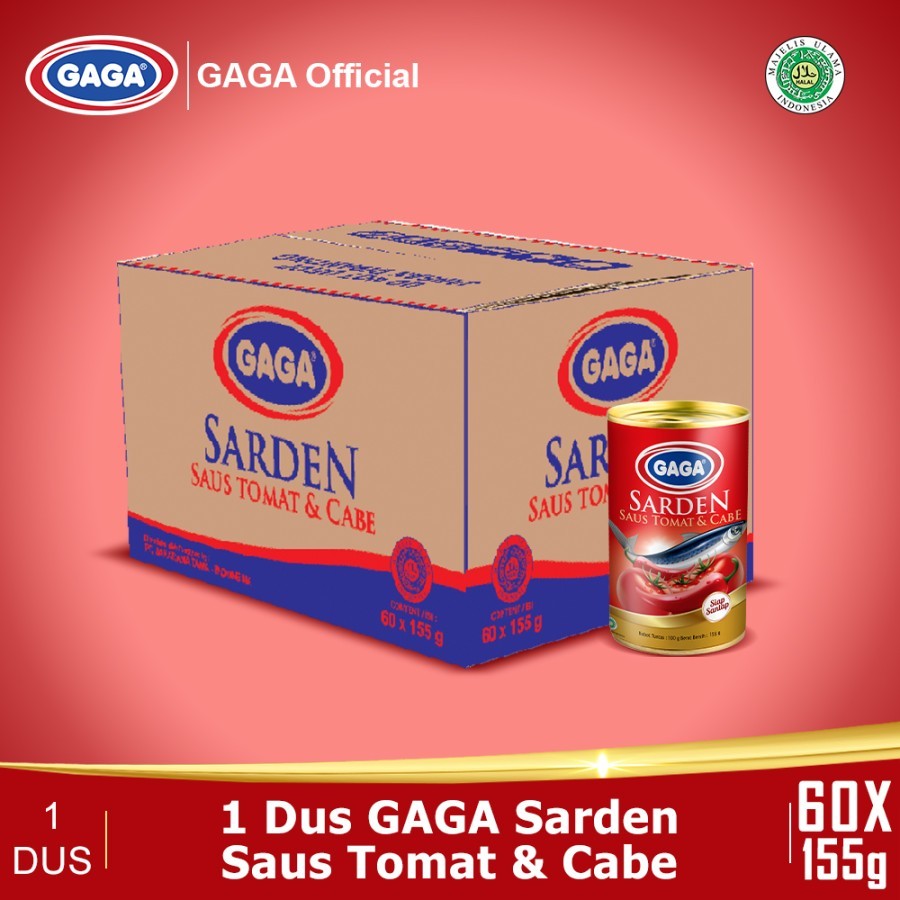 

Sarden Gaga Saus Tomat Cabe dan Balado 1 Dus Isi 60 pcs @155gr