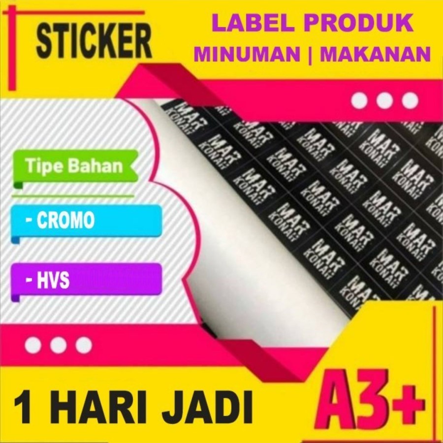 

Cetak + Cutting Stiker / Sticker Label A3 A3+ Cromo / HVS grosir