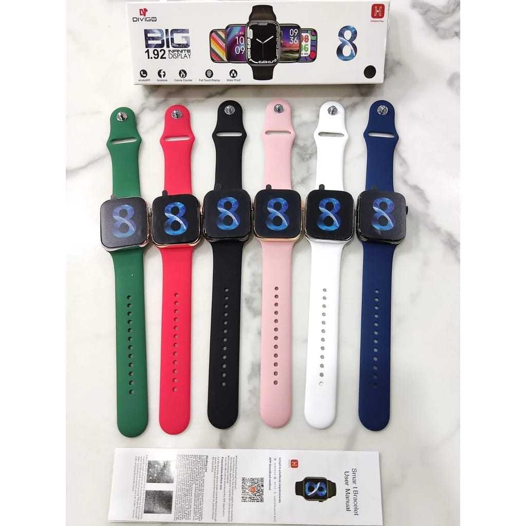 100% Original Jam Tangan SmartWatch DIVIGO Series 8 BIG INFINITY DISPLAY 1.92" HIWATCH PLUS