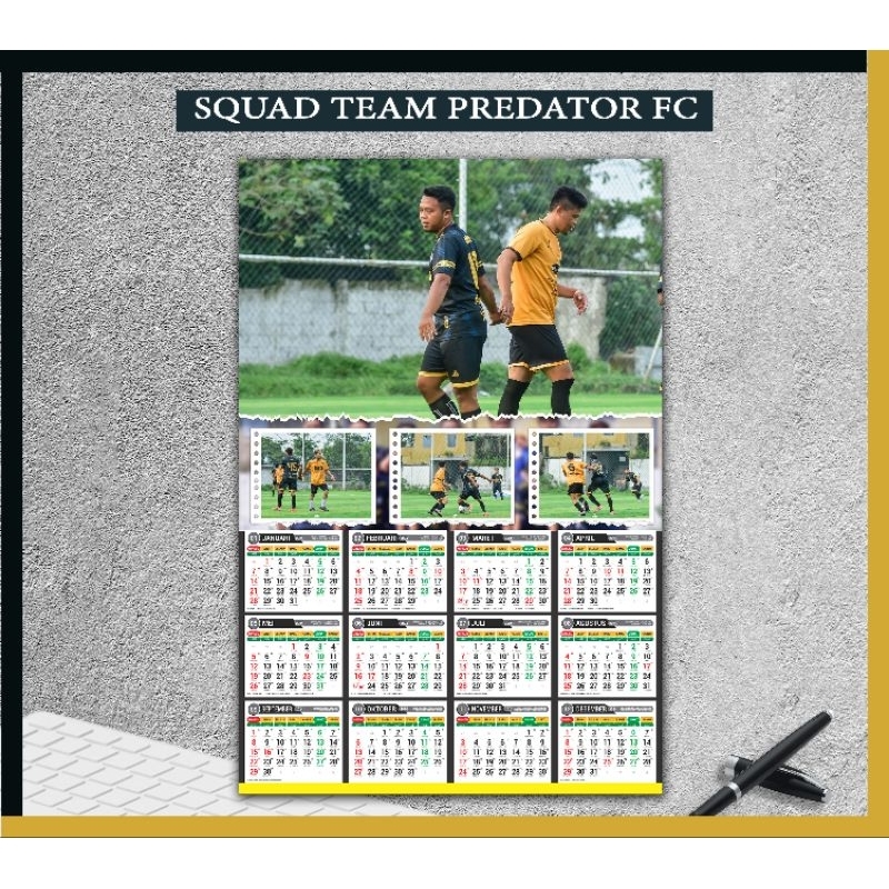 

kalender 2025 custom gambar sepak bolak pakai foto sendiri dan pakai Club kita sendiri