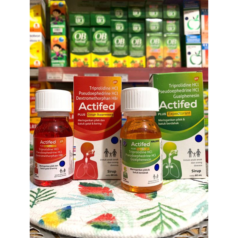 Actifed hijau,actifed merah FREE sendok obat||obaat batuk kering & flu//obat batuk berdahak & flu