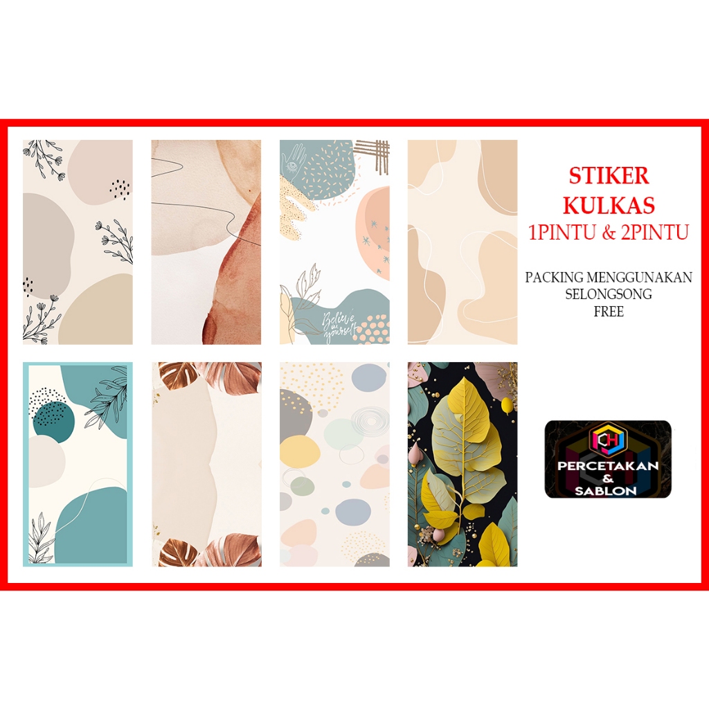 STIKER KULKAS, WALLPAPER KULKAS 1PINTU DAN 2PINTU MOTIF AESTHETIC Keren