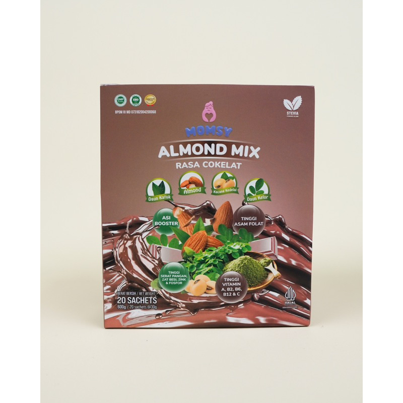 MOMSY Almond Rasa COKLAT 20 sachet box susu pelancar asi ASI booster menyusui momsy Momsy almon mix 20 SACHET coklat chocolate